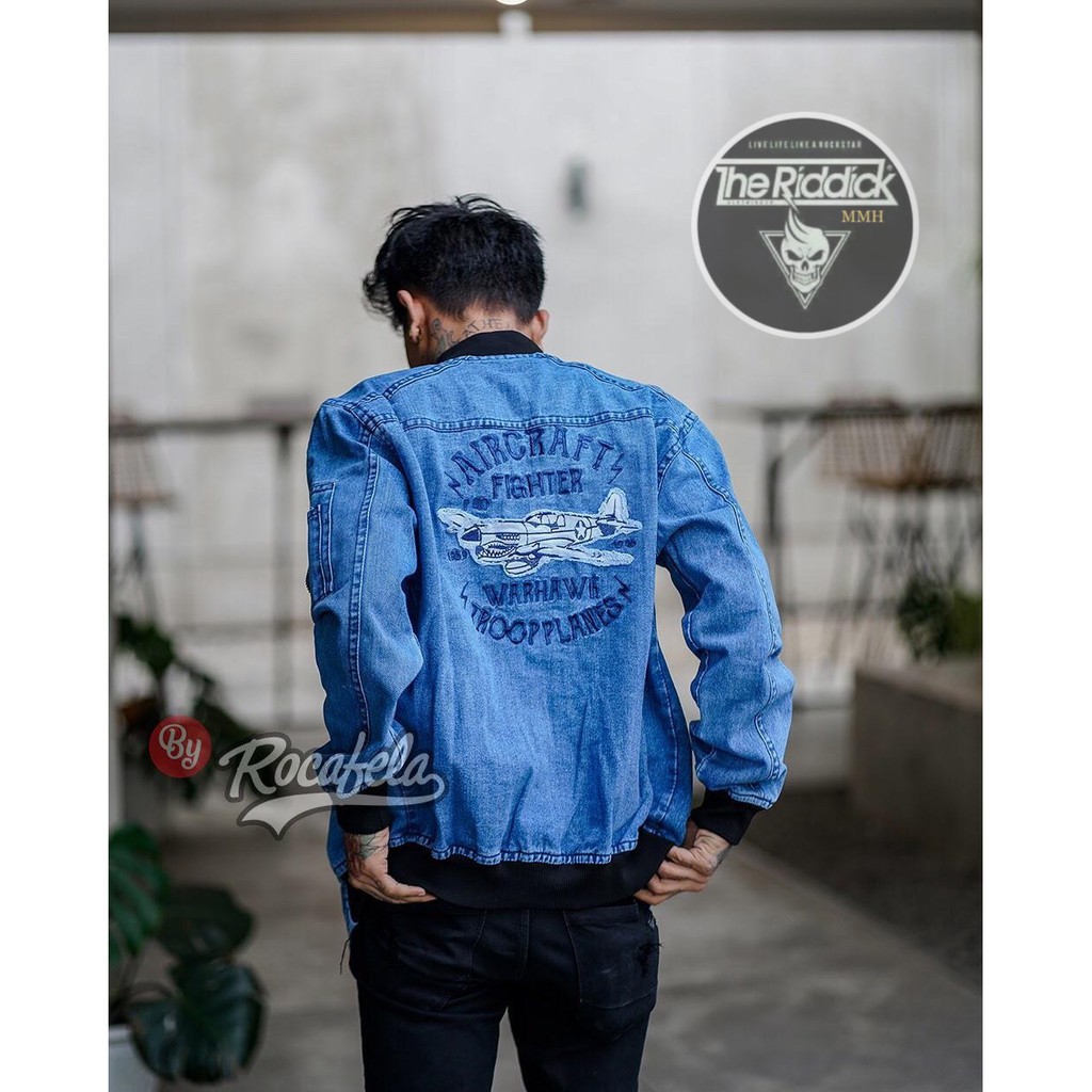 RCL - Jaket Jeans Rocafela Bordir dada / Jaket Bomber