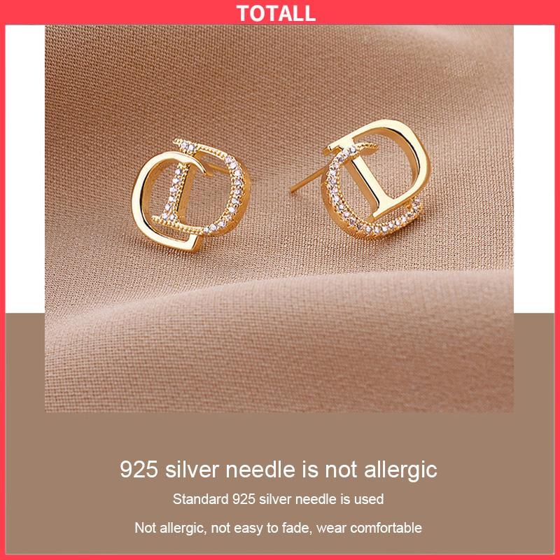 COD 925 Perak Personalised berlian litto anting -anting niche desain anting -anting waktu sederhana-Totall