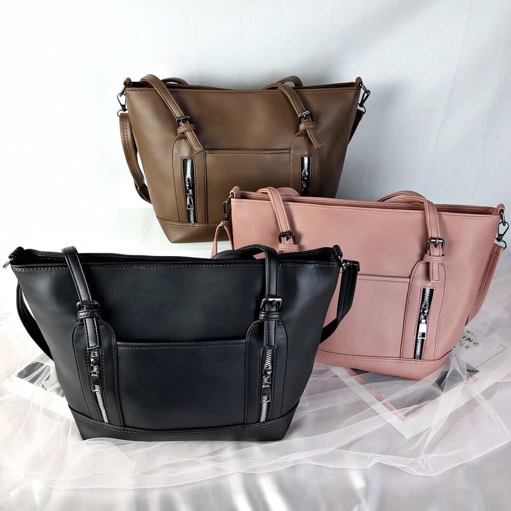 Tas Tote Wanita Bahu Selempang Polos Leather Bag Lokal Premium KT034 KT035 KT036 KT037