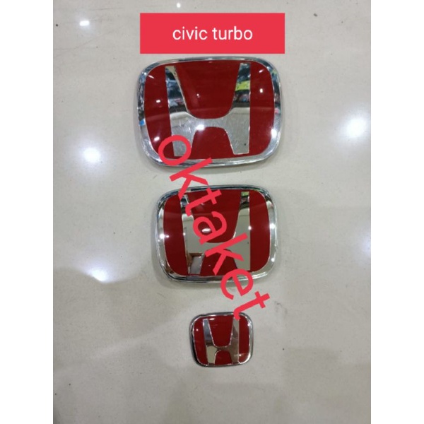 emblem / logo honda merah chrome depan belakang stir civic turbo ori