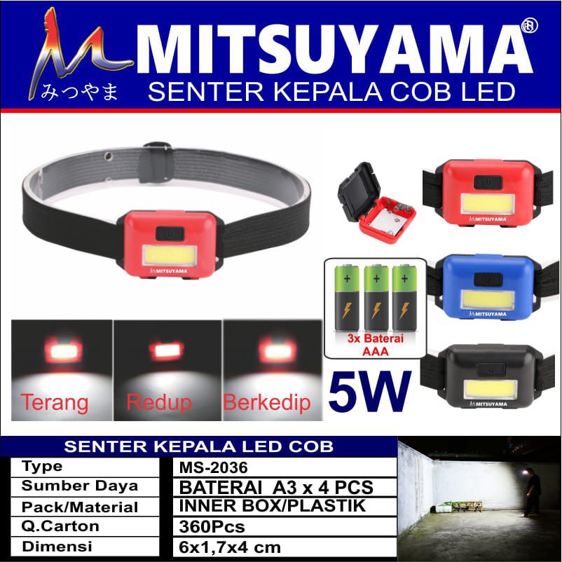 Senter Kepala COB LED 3 Mode | Super Terang Hemat Daya | HeadLamp