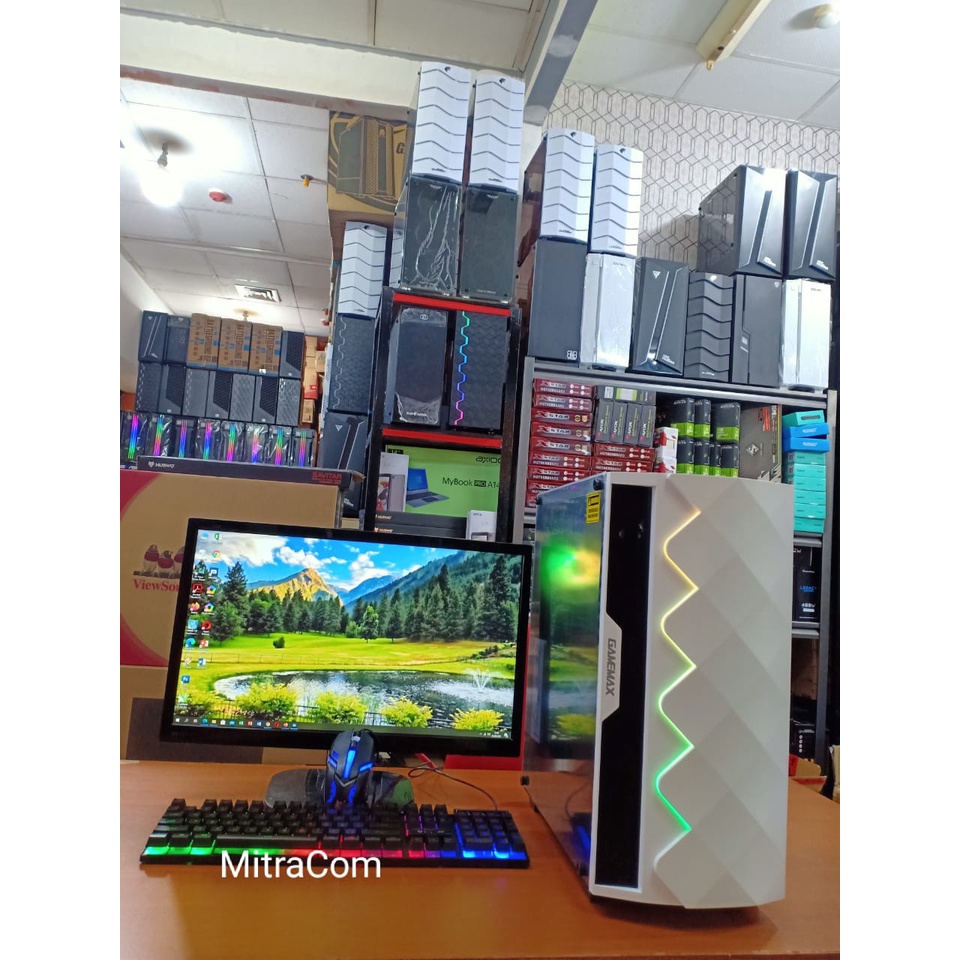 PC GAMING EDITING CORE I3 10100 FT MONITOR 19 INCH SIAP PAKAI