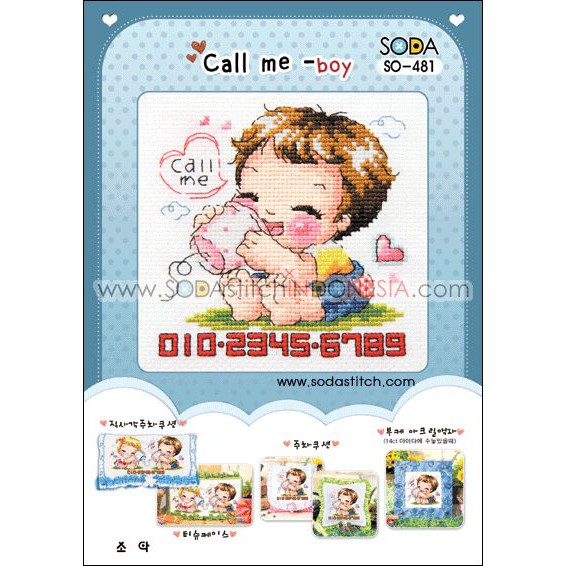 Paket DIY Craft Sulam Kristik Strimin Sodastitch SO-481 - Call Me - Boy Anak Laki