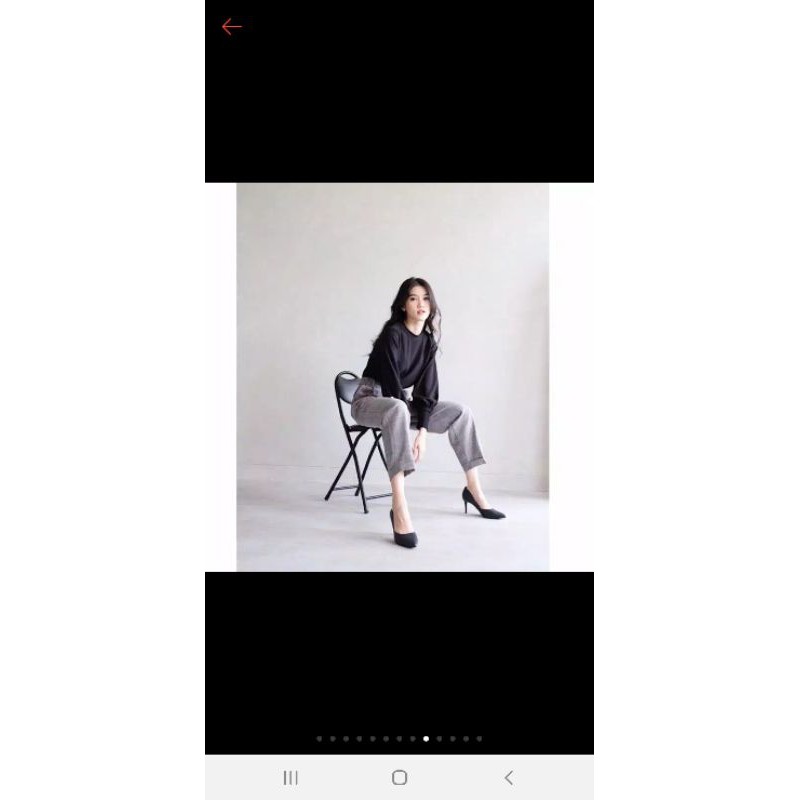 rice blouse merk ecinos warna hitam dan putih