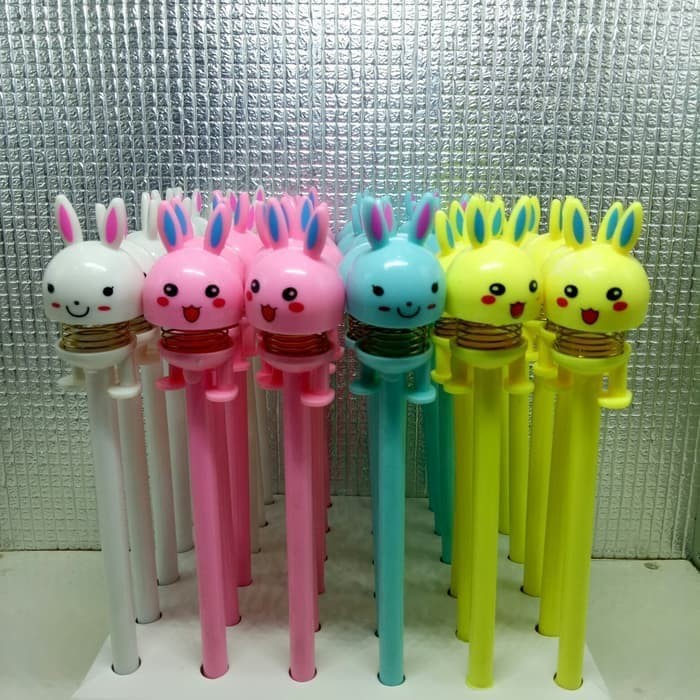 Pulpen Gel Karakter Lucu Per Kelinci / Pulpen Gel Unik Bunny Kelinci Dengan Per Kepala Goyang