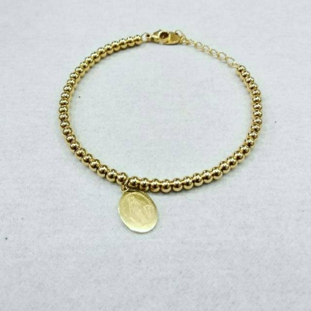 Gelang tangan fashion rohani Bunda Maria titanium gold import