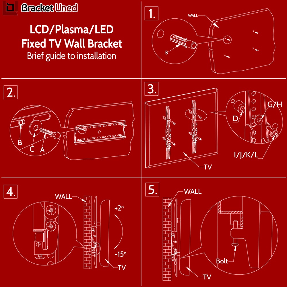 Bracket Braket Breket TV LED LCD 32 40 42 43 47 50 55 Inch Import Wall Mount Adjustable Besi Tebal