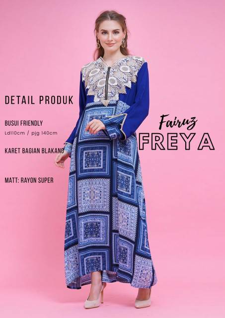 Daster Arab FAIRUZ FREYA Long Dress Rayon Renda import