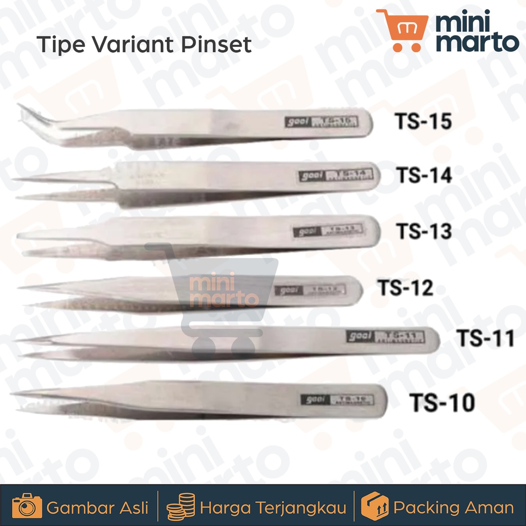 Pinset Tweezers GOOI Pinset Lurus Pinset Bengkok dan Lainnya - Minimarto