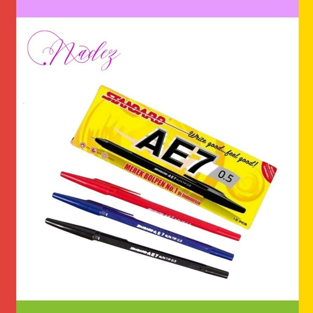 

PULPEN BALLPOINT STANDARD AE 7 HITAM / BIRU / MERAH Nadez