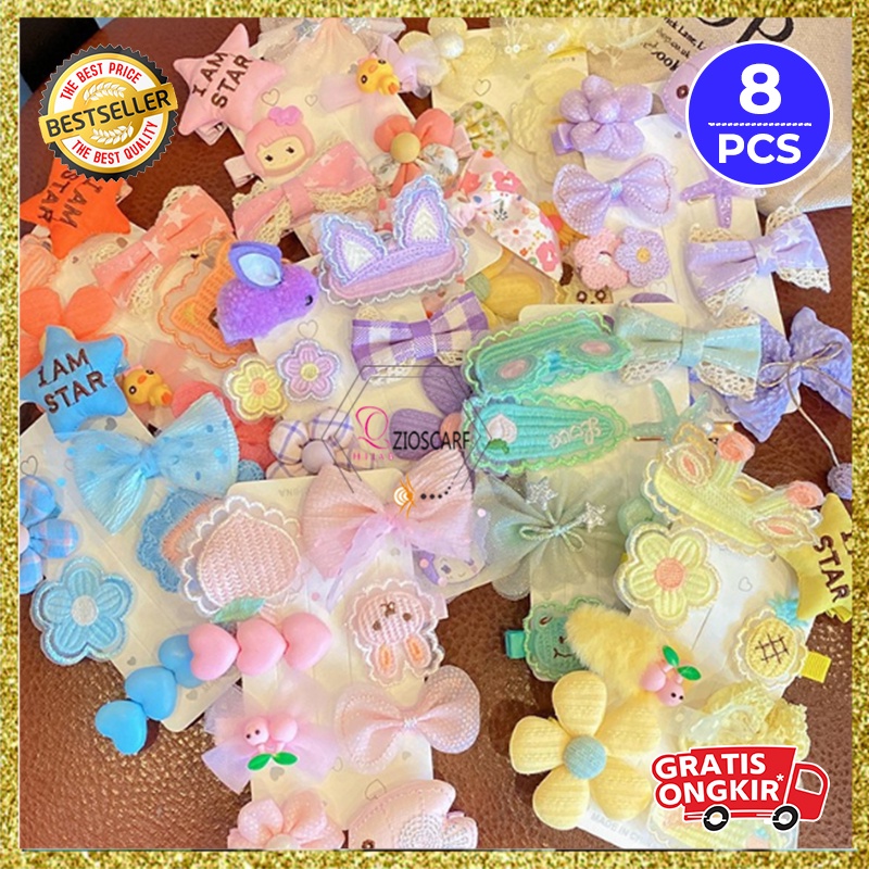 JEPIT RAMBUT ANAK PEREMPUAN KOREA 1 SET 8PCS JEPITAN RAMBUT AKSESORIS ANAK KOREA LUCU AK55