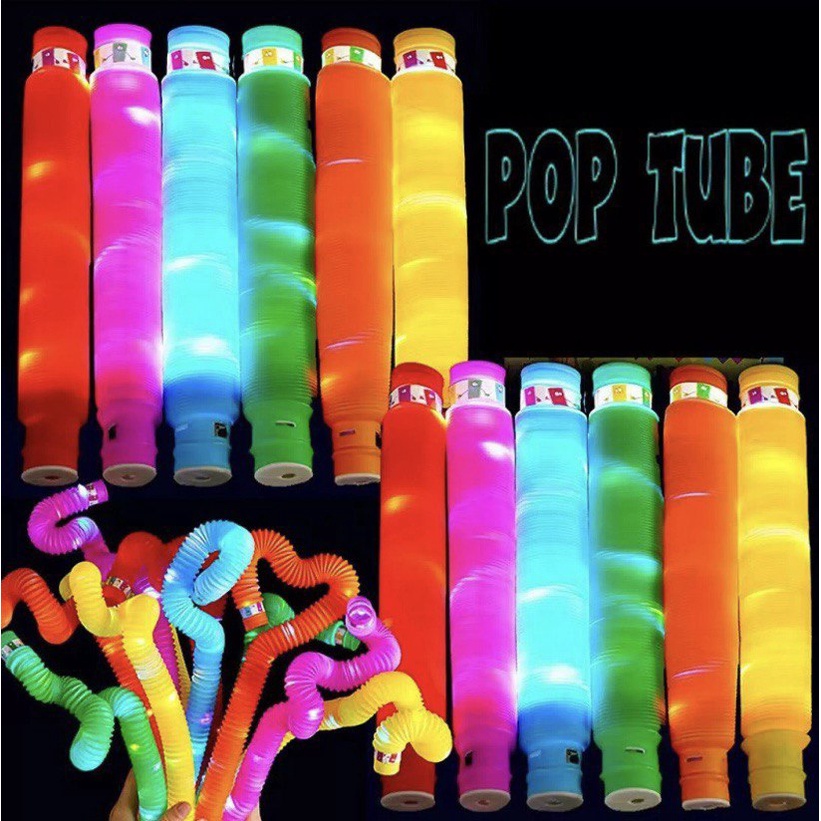 Pop Tube LED Tubes Lights It Lampu New Tabung Fidget Toys Sensory Viral Sensorik Mainan Anak Edukasi Stretch ADHD ASMR