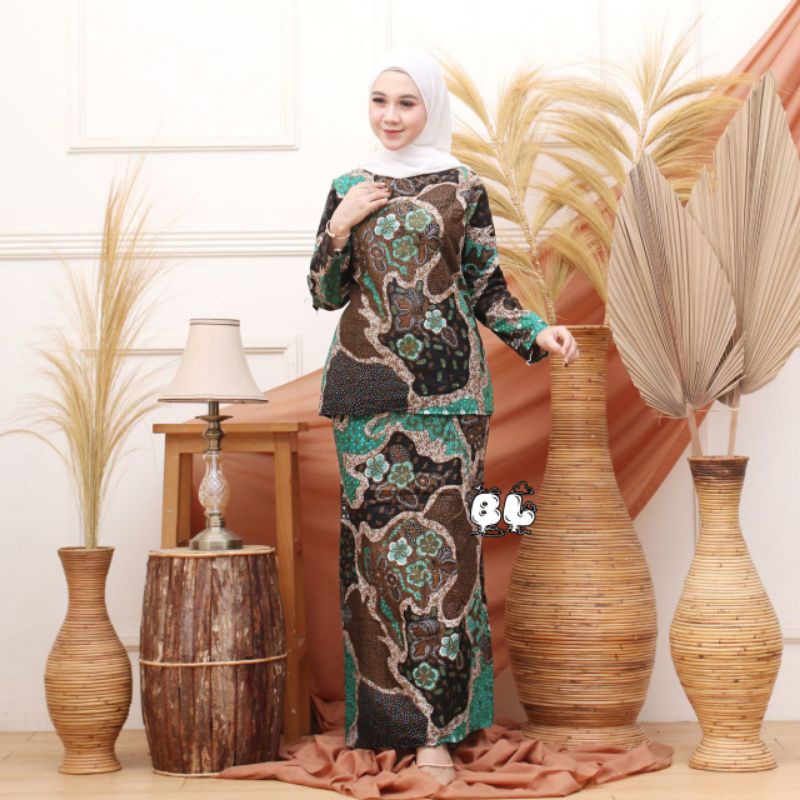 Paket Setelan RnB Duyung Motif Unik Cantik Elegan Seragam Guru Baju Kurung Melayu ORI Matilda