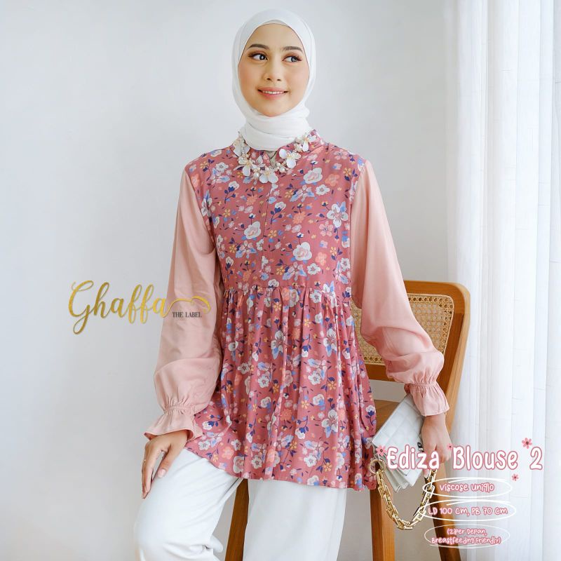 EDIZA BLOUSE kode 2 BY GHAFFA THE LABEL (BLOUSE MOTIF) Blouse muslimah rayon viscose rekomended