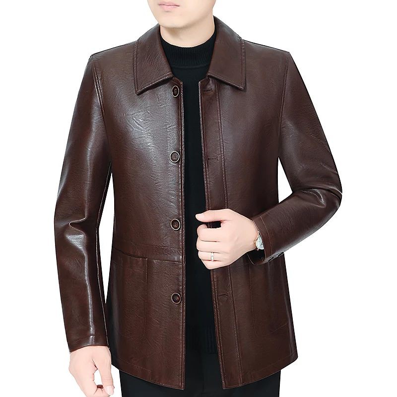 jaket kulit asli pria model kerah jas sapari dari kulit domba