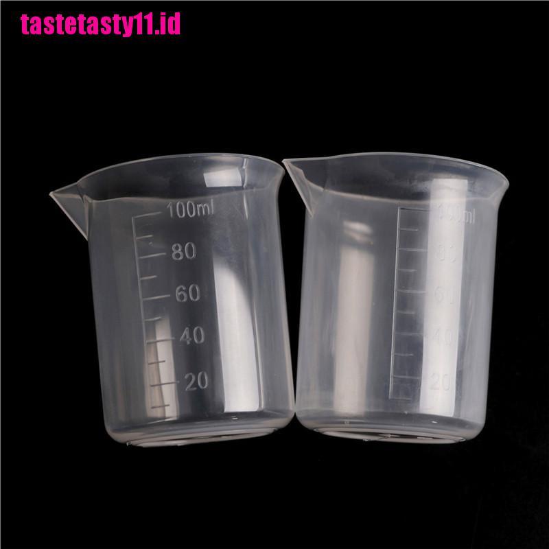 2pcs Gelas Ukur Bahan Plastik Bening Ukuran 100mL / 3.4oZ Untuk Dapur