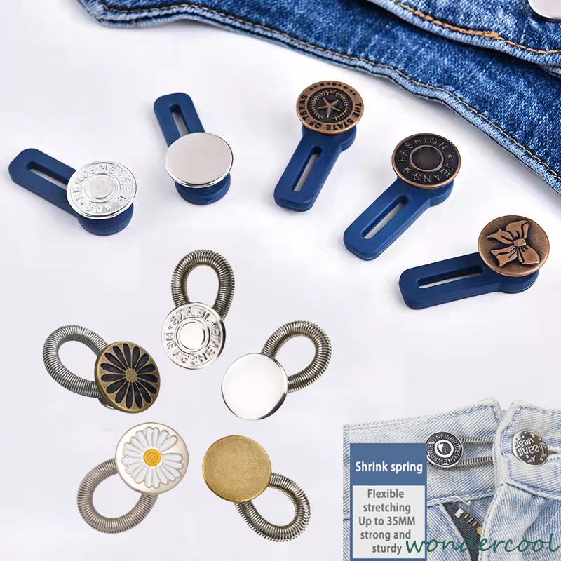 Metal Celana Jeans Adjustable Untuk Celana Kekecilan / Kesempitan Stapleless Untuk Wanita Tombol Logam Zinc Alloy Round Tack Buttons Aksesoris-Won