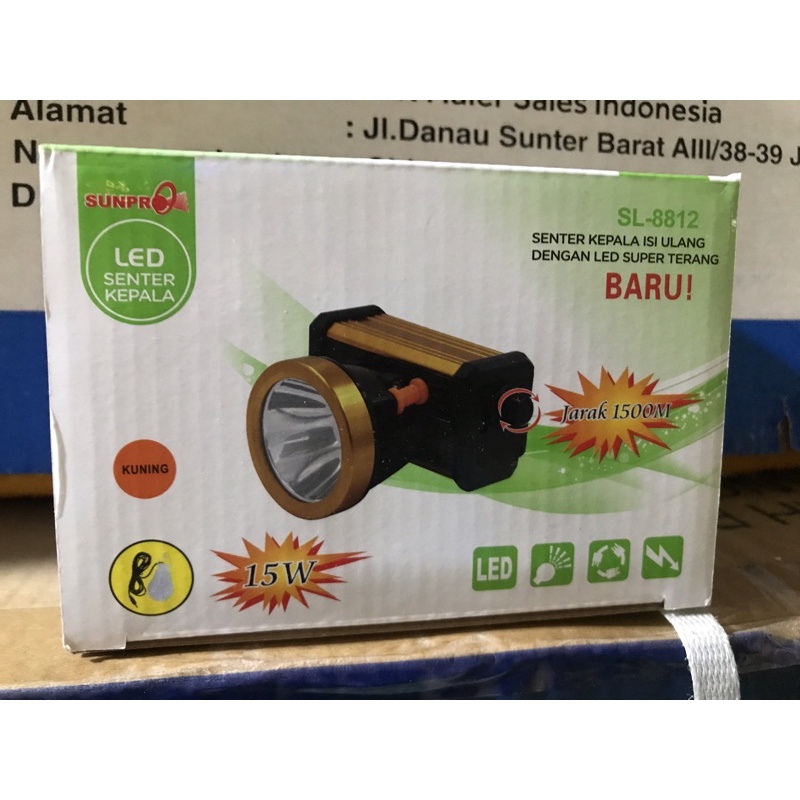 senter kepala sunpro led head lamp senter sunpro 8812