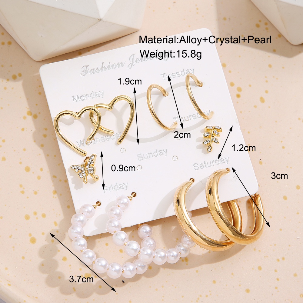 IFYOU Anting Stud Desain Kupu-Kupu Hati Aksen Mutiara Kristal Untuk Wanita