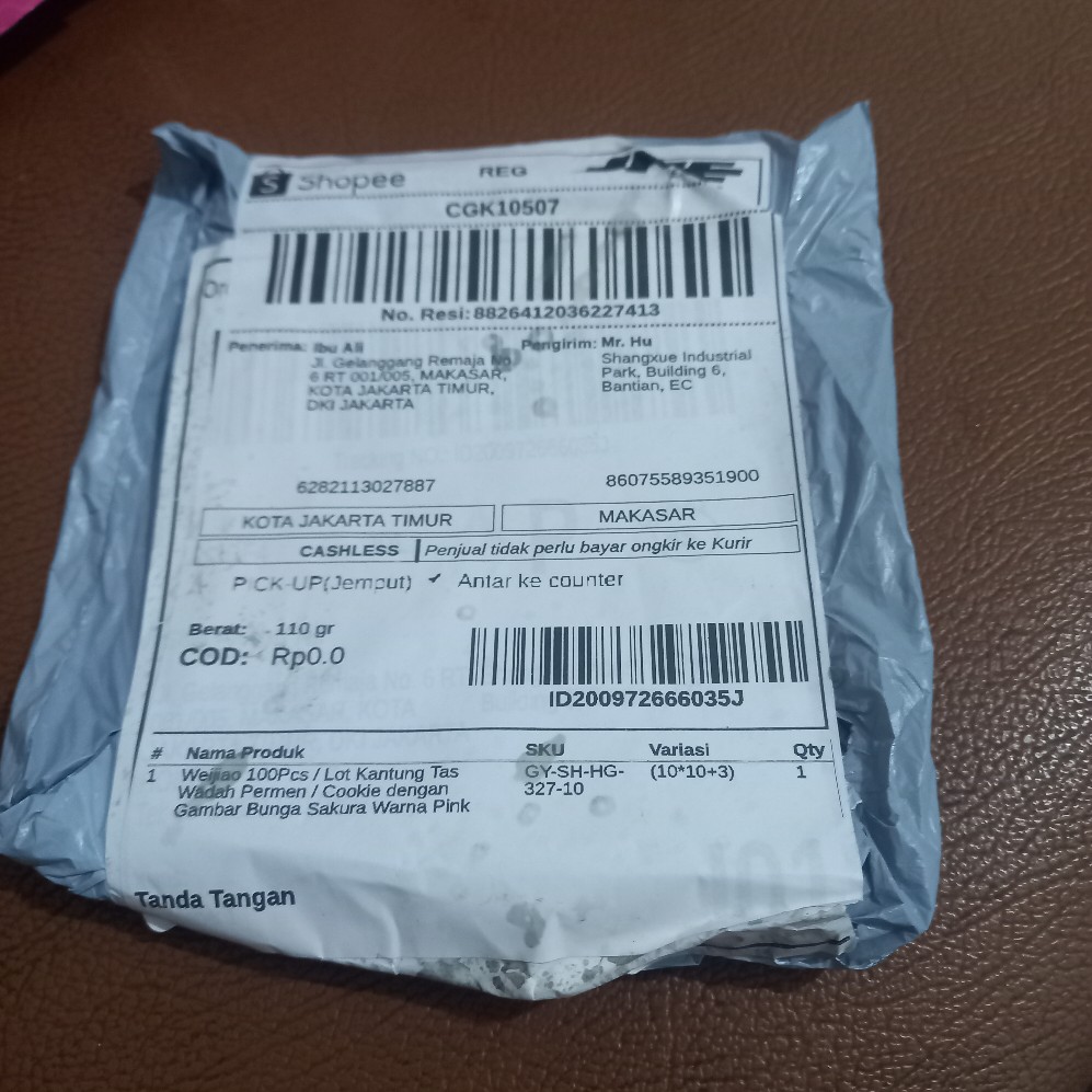 Weijiao 100pcs / Lot Kantung Tas Wadah Permen / Cookie Dengan Gambar Bunga Sakura Warna Pink