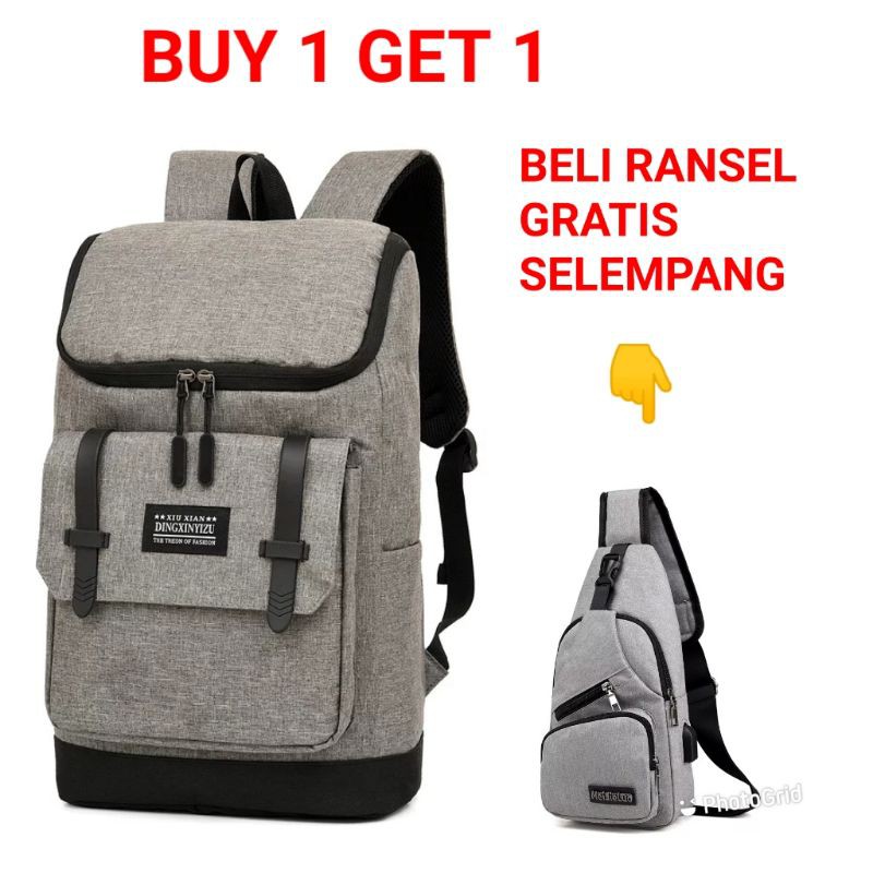 JS_BUY 1 GET 1 - Tas Ransel Laptop IAC Backpack Up to 14 inch - Tas Pria Tas Wanita Daypack