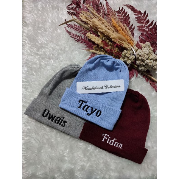 Kupluk anak GRATIS Custom bordir nama suka suka Usia 1-12 Tahun