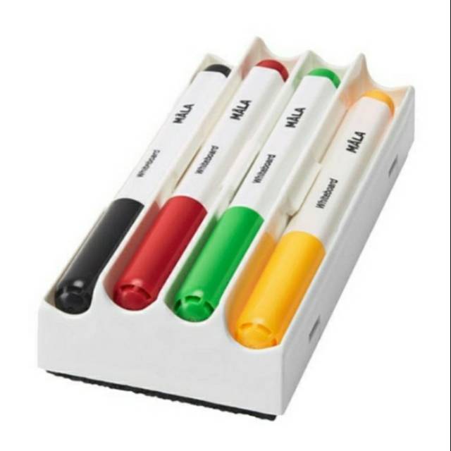 

Whiteboard Pen Spidol dan Penghapus Papan Tuli( 4 pcs/4 warna) Mala