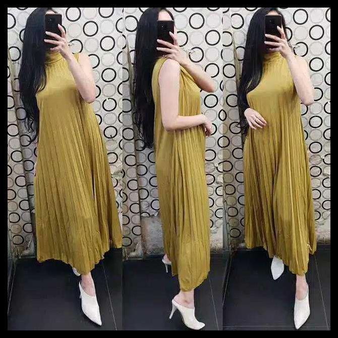 Sleeveless Long Dress Inner Plisket Gamis  Tanpa Lengan 