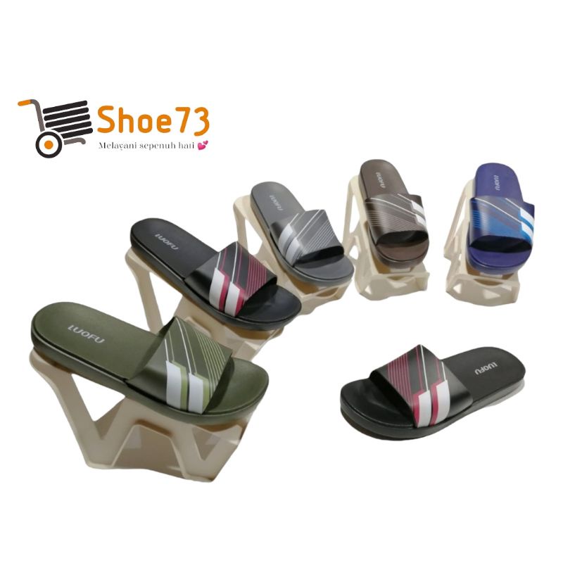 LUOFU E 7172 - E129 SIZE 40-44 ORIGINAL l Sandal Selop jelly pria l Sendal kokop cowok impor