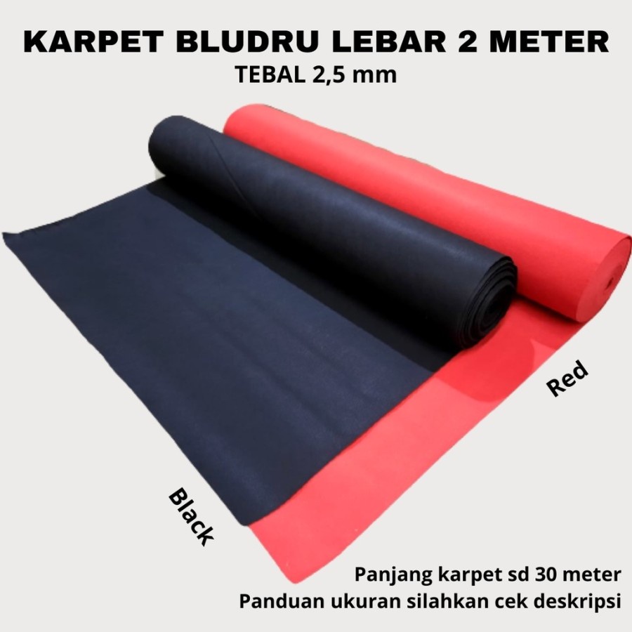 Karpet Bludru Polos [METERAN] Lebar 200cm, AVANZA 0,5 x 2 Meter