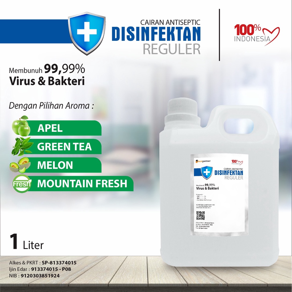 Desinfektan Reguler Varian Aroma Segar 1 Liter / Cairan Desinfektan 1 Liter ( Jerigen )