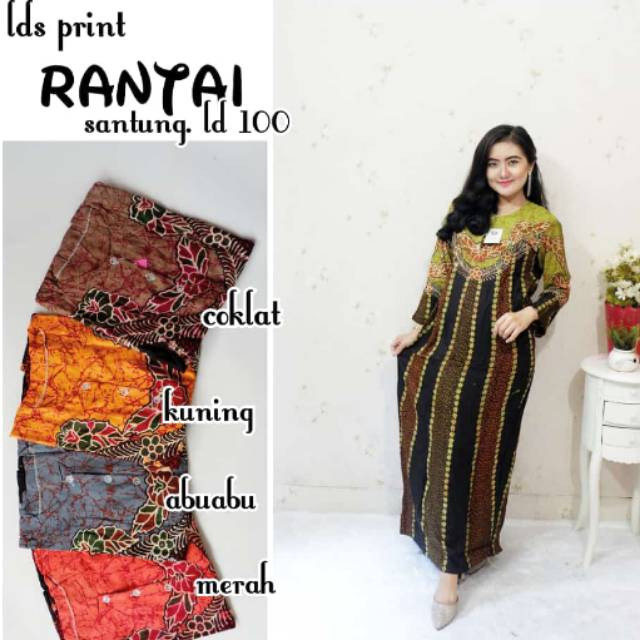 Longdress busui Kancing depan gamis rayon murah rumahan batik