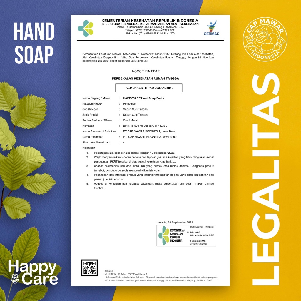 Sabun Cuci Tangan Anti Bacterial Hand Soap Hand Wash Happy Care 500ml