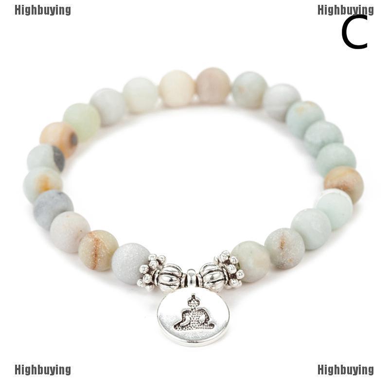 Gelang Batu Amazonite Lotus Buddha Yoga Chakra Untuk Pria Dan Wanita