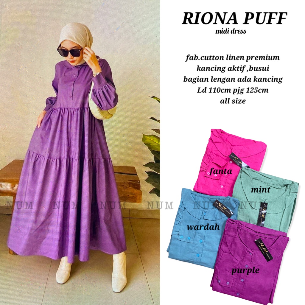 Riona puff midi dress