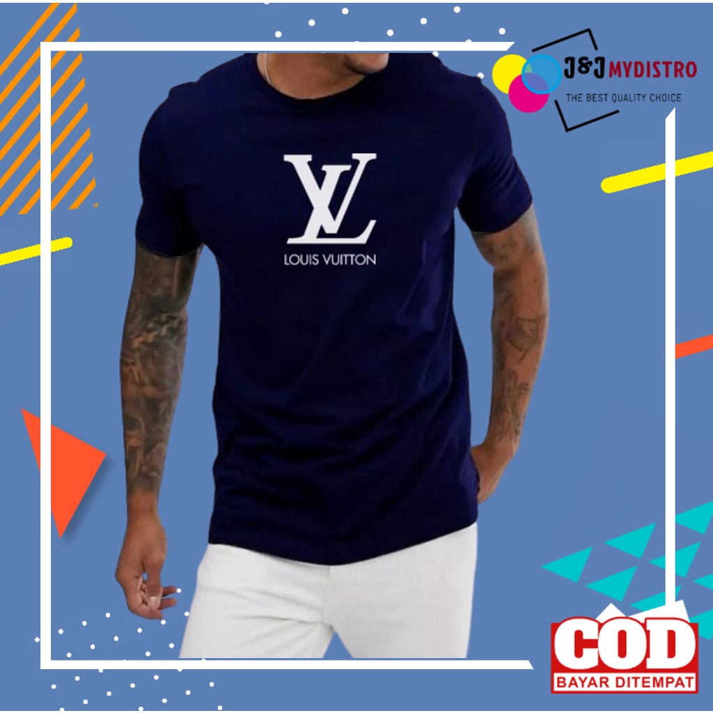 Kaos Distro Pria Wanita Kekinian Keren LV Original Bandung Combed Premium