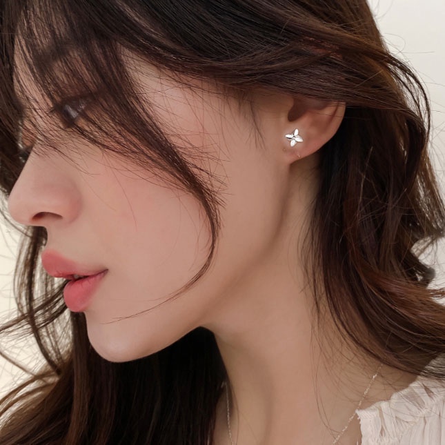 Roselife 1 Pasang Anting Tusuk Silver S925 Desain Bunga Kincir Angin Mini Anti Alergi Untuk Wanita