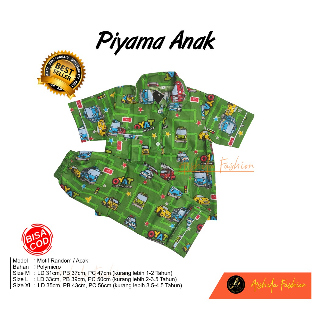 PIYAMA ANAK 1-5 TAHUN POLY MICRO ARSHILA_FASHION