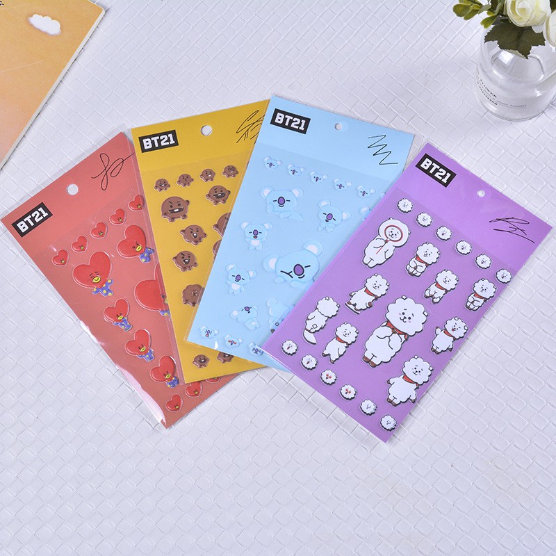 YBOS - Sticker Stiker Timbul DIY Bubble 3D Kpop BTS BT21 Korean Style