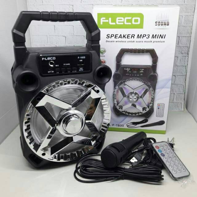 Fleco Speaker Bluetooth MP3 USB + Microphone F-1833 Super Bass