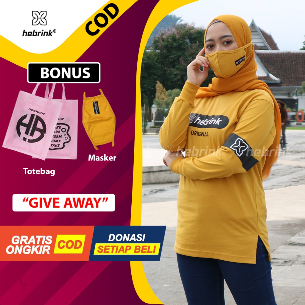 ⭐️LIMITED⭐️ Hebrink Original T-Shirt Kaos Atasan Wanita Lengan Panjang HB34 Premium Terlaris