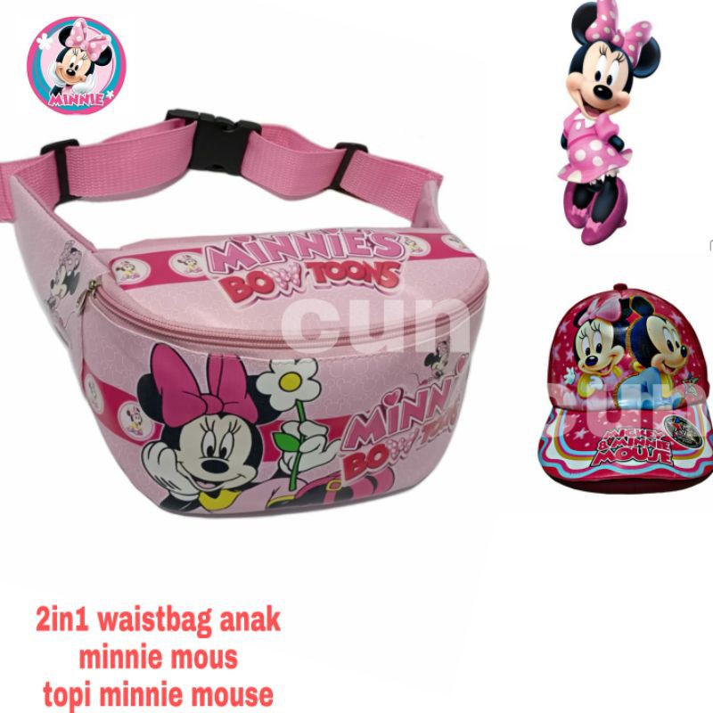 2in1 waistbag anak minnie mouse free topi minnie mouse