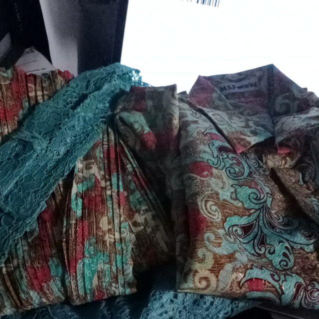 Couple Yasmin Ice Blue/rok Plisket/batik