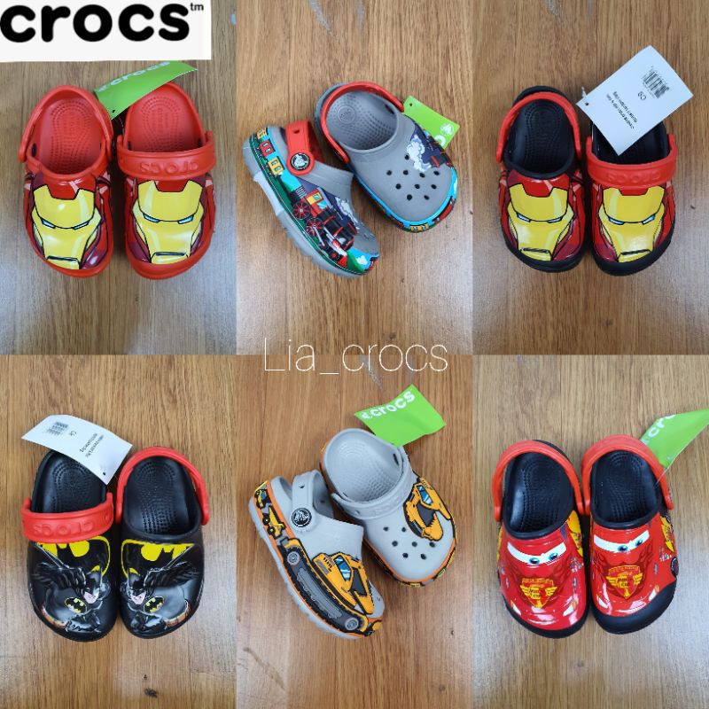 Crocs anak led lampu iron man / crocs lampu anak / Sandal crocs anak