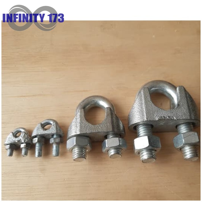 INF TERMURAH KUKU MACAN Clamp Klem Tali Kawat Baja Kabel Seling Sling 10 MM 3/8" Galvanis