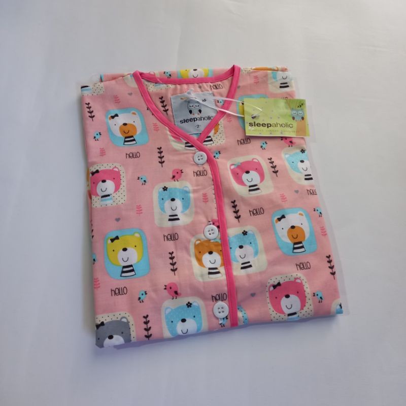 Piyama anak katun pink bear