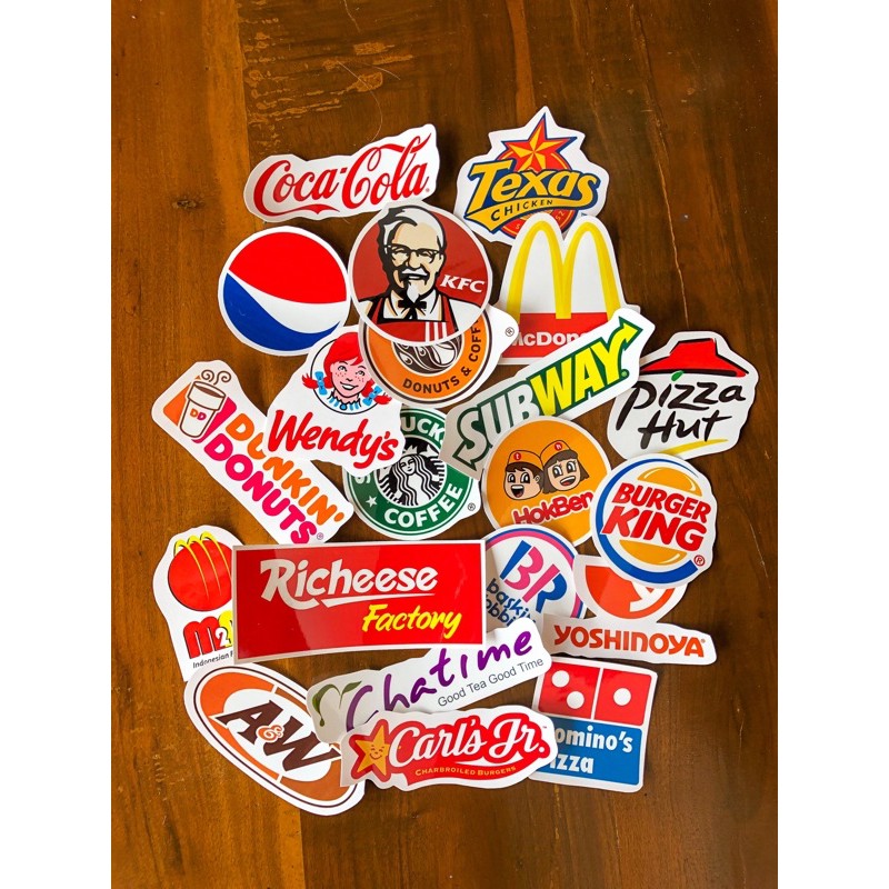 Stiker popular brand sticker foodies paket stiker food logo french fries tumbler laptop junk food