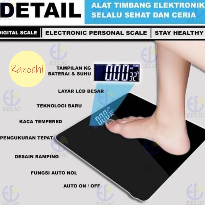 Timbangan Badan Digital Kaca Black Hitam Scale Electronik Body Fitness