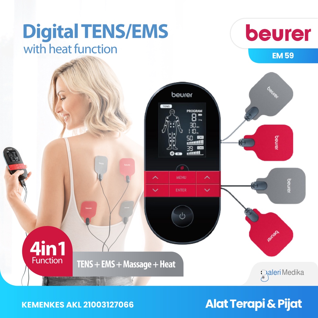 Beurer EM 59 / EM59 / EM-59 Digital TENS/EMS dengan Pemanas - Alat Pijat Terapi
