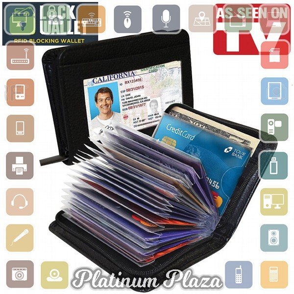 Lock Wallet Dompet Kartu Kredit Secure RFID Blocking - Black`5ZEU2N-